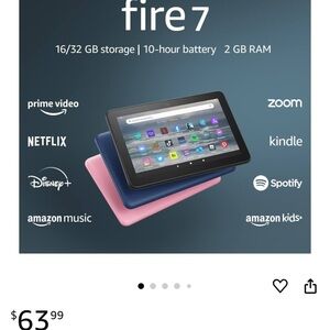 Amazon Fire 7 Tablet - Black, Blue, and Pink